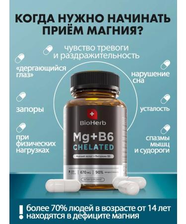 BioHerb Magnesium Helat with vitamin B6 240 capsules - Buy Online on GoSupps.com