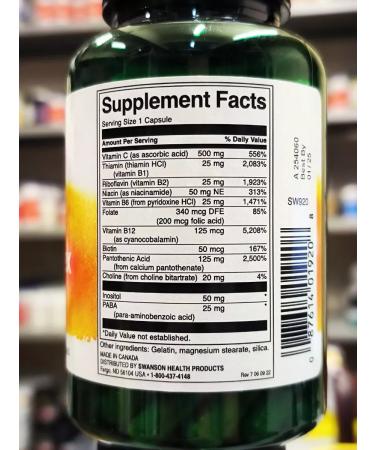 Swanson B-complex with vitamin C 100 capsules - Buy Online on GoSupps.com