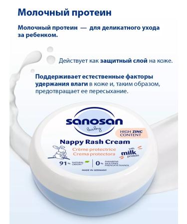SANOSAN Cream from diaper rash protective with milk protein 150 ml - Buy Online on GoSupps.com