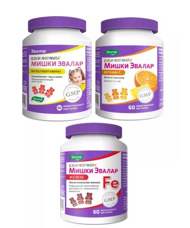 Evalar Set 3B1 Baby formula multivitamins+vitamin C+iron n60