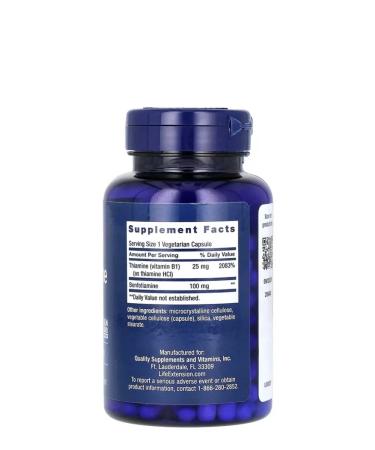 Life extension Benfotiamine 100mg vitamin B1 120 caps - Buy Online on GoSupps.com