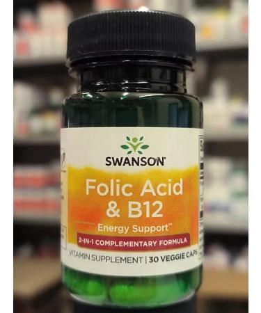 Swanson Folic acid and vitamin B12 30 plant capsules