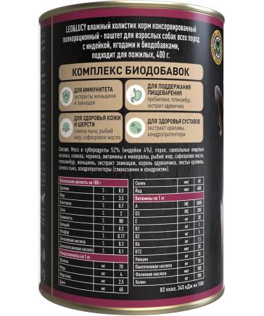 LEO&LUCY Wet Holistic food for dogs turkey berry 400 g 12 pcs - Buy Online on GoSupps.com