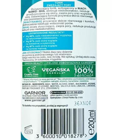 Garnier Face tonic clean skin 200 ml - Buy Online on GoSupps.com