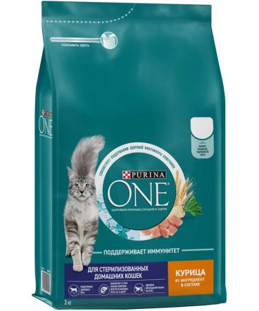 PURINA ONE Dry food for sterilized cats of domestic chicken 3kg - Buy Online on GoSupps.com