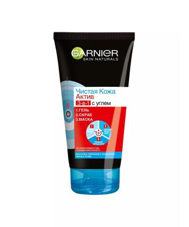 Garnier Facial Cleansing Gel Gel scrub Mask 3 in 1 clean skin 150 ml