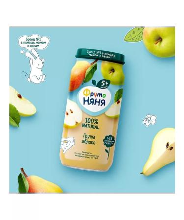 Frutonyanya Puree from 5 months apple and pear 250 g 12 pcs - Buy Online on GoSupps.com