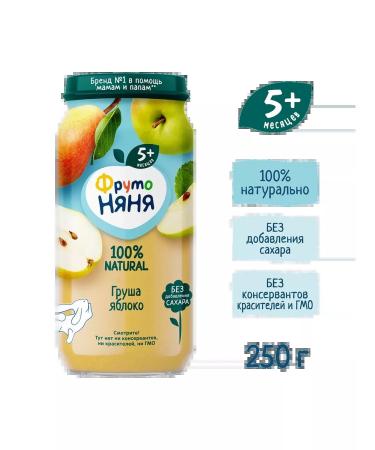 Frutonyanya Puree from 5 months apple and pear 250 g 6 pcs - Buy Online on GoSupps.com