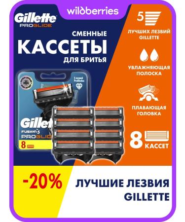 GILLETTE Showing cassettes Face 5 Proglide 8 razor shifts
