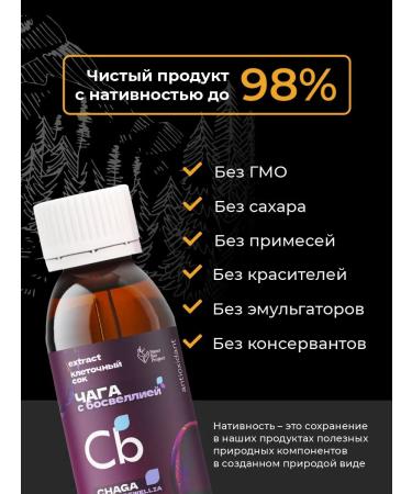 Nano Bio Project Dietary supplies to food "Cell juice of chaga with boswellia" 150 ml - Buy Online on GoSupps.com