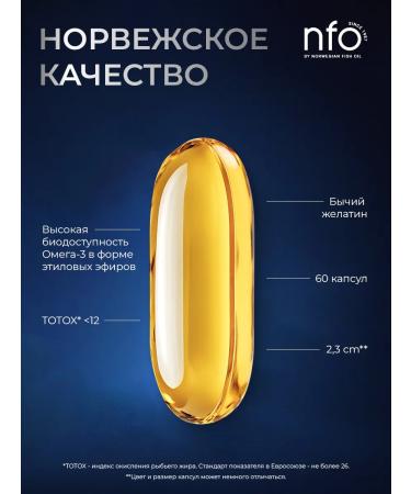 Norwegian Fish Oil NFO Omega-3 Fort 620 mg 60 capsules - Buy Online on GoSupps.com