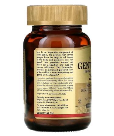 SOLGAR Gentle Iron "easily accessible iron" 25 mg - Buy Online on GoSupps.com