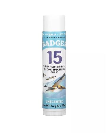 Badger Company Sun -protection lip balm SPF 15 without smell 4.2 g