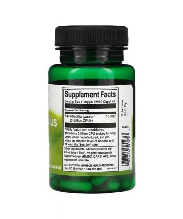 Swanson Gasseri lactobabacteria 3 billion 60 plant capsules - Buy Online on GoSupps.com
