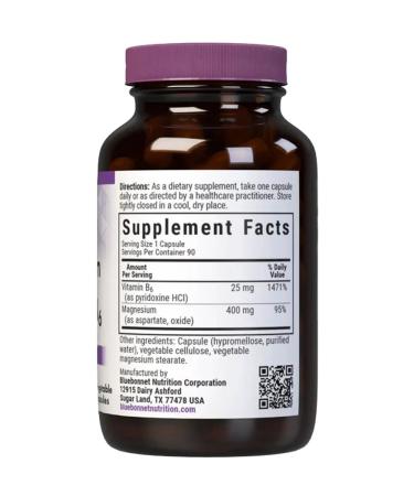 Bluebonnet Nutrition Magnesium and vitamin B6 90 capsules - Buy Online on GoSupps.com