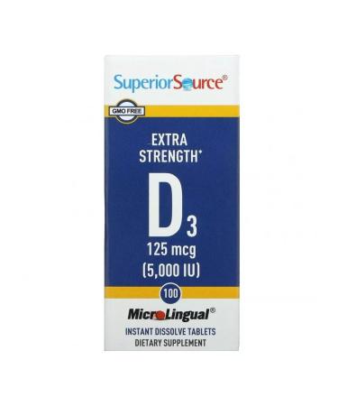 Superior Source Vitamin D3 5000 IM 100 micro -linflower tablets