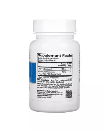Lake Avenue Nutrition Coenzyme Q10 with PQQ 60 plant capsules - Buy Online on GoSupps.com