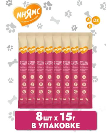 Mnyams Cream for cats Tuna Katsuo 8pcs - Buy Online on GoSupps.com