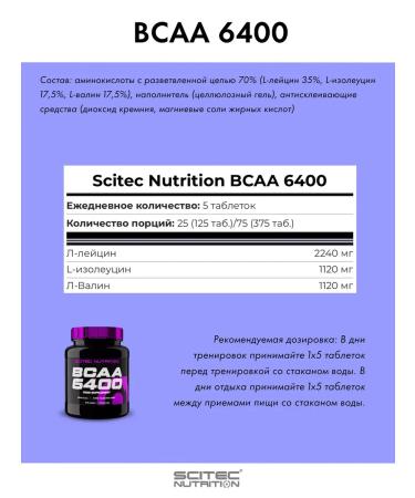 Scitec Nutrition Amino acids BCAA BCAA 6400 125 tablets - Buy Online on GoSupps.com