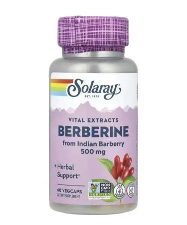Solaray Berberine (Berberine) 500 mg 60 Veg. capsules - Buy Online on GoSupps.com