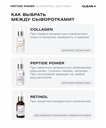 CLEANPLUS Peptide Power Facial Wastea from wrinkles 30 ml - Buy Online on GoSupps.com