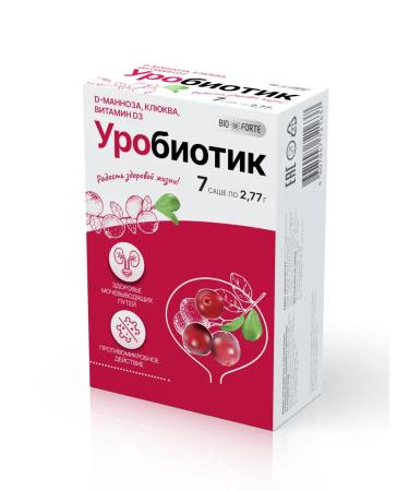 BIOFORTE Urobiotic D-mannose 2000 mg with cranberries and vitamin D3 7 pcs - Buy Online on GoSupps.com