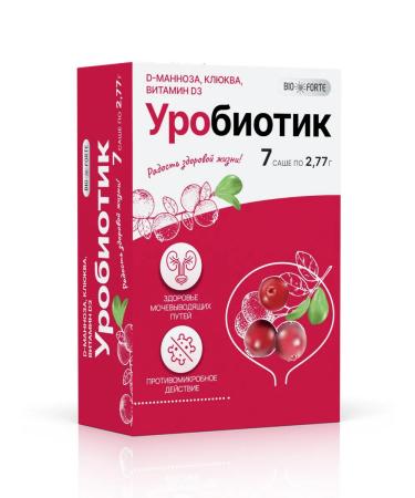 BIOFORTE Urobiotic D-mannose 2000 mg with cranberries and vitamin D3 7 pcs - Buy Online on GoSupps.com