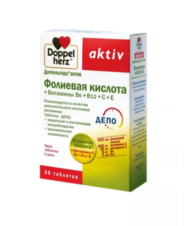 Doppelherz Folic acid vitamins C E B6 B12 tablets 30 pcs
