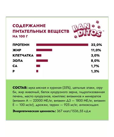 Banditos Dry food for cats with chicken 1.5 kg - Buy Online on GoSupps.com