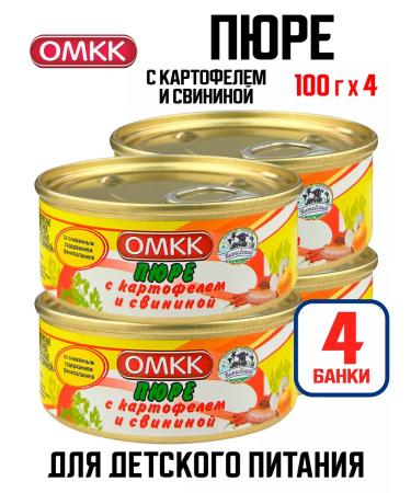 OMCC Baby puree with potatoes and pork 100 g - 4 pcs