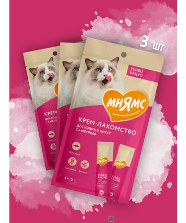 Mnyams Cream-grain for cats with tuna 3 pcs - Buy Online on GoSupps.com