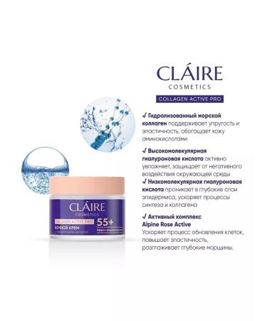 Claire Cosmetics Facial cream night anti -aging 55+ Collagen 50 ml - Buy Online on GoSupps.com