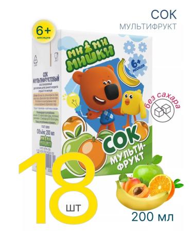 BEBEBEARS Juice Children's multifructor without sugar 0.2 l 18 pcs