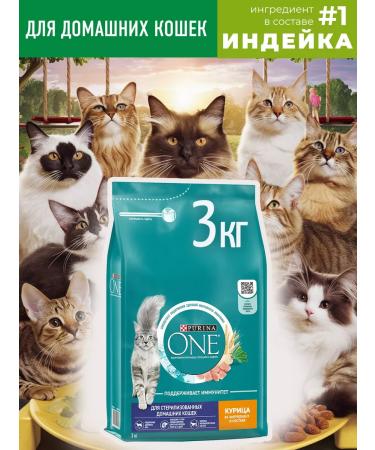 PURINA ONE Dry food for domestic cats turkey 3 kg - Buy Online on GoSupps.com