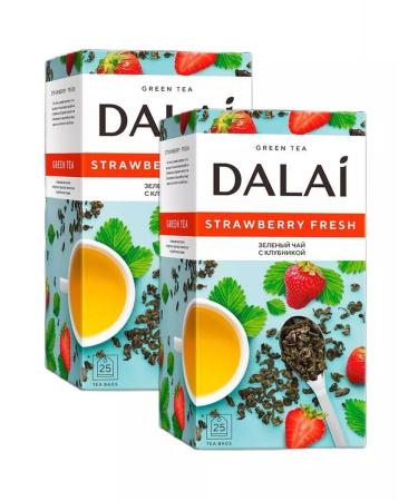 Green Dalai tea with strawberries 25 packs. 2 pcs - Buy Online on GoSupps.com