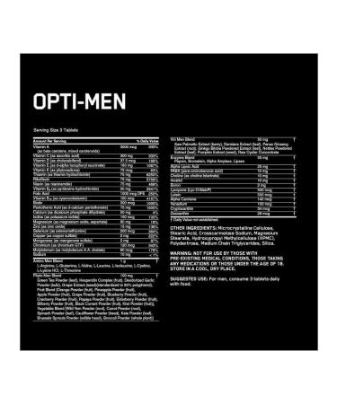 Optimum Nutrition Opti Men 150 vitamins for men - Buy Online on GoSupps.com