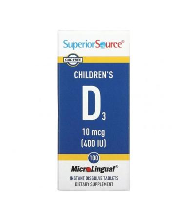 Superior Source Vitamin D3 for children 400 IU 100 fast -soluble tablets
