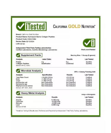 California Gold Nutrition Hydrolyzed peptides of the sea collagen 500 g - Buy Online on GoSupps.com