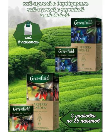 Greenfield Tea in bags of barberry and blueberries and blueberries 2 pcs of 25 packs