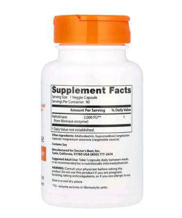 Doctor's Best NATTOKINASE TTTOKINAZ 90 capsules - Buy Online on GoSupps.com