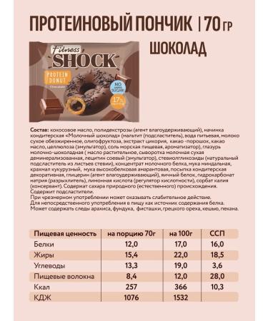 FitnessShock Donut Protein without sugar chocolate 9 pcs - Buy Online on GoSupps.com
