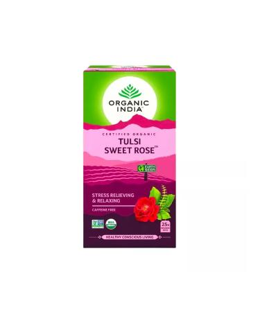 Organic India Tulsey and Rose Tea Tulsi Sweet Rose (25 PAK 1.6 g)