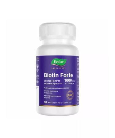 Healthy hair and skin Biotin Forte Evalar tablets 1000 g 60 pcs