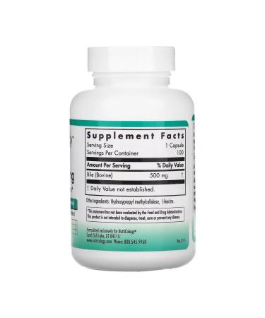 Nutricology Bull bile extract Ox Bile 500 mg 100 capsules - Buy Online on GoSupps.com