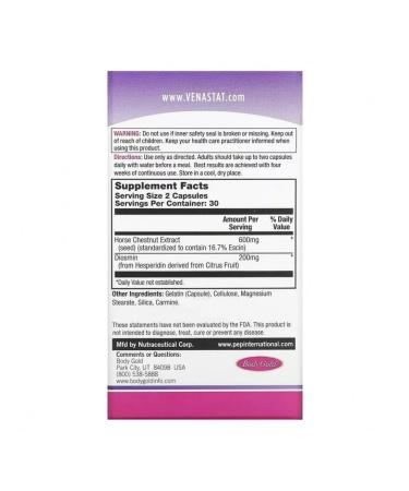 BodyGold Venastat to maintain veins of the legs 60 capsules - Buy Online on GoSupps.com