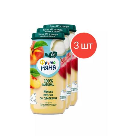 Frutonyanya Puree from apples and peaches with cream 250 g 3 pcs