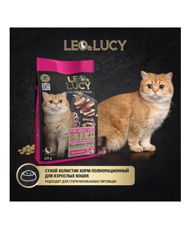 LEO&LUCY Dry Holistic food for sterilized cats meat 0.4 kg 4pcs - Buy Online on GoSupps.com
