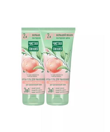 Clean line Cream gel for washing with green tea and peach 2 pcs