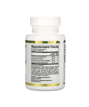 California Gold Nutrition Glucosamine chondroitin MSM with hyaluronic acid 60 capsules - Buy Online on GoSupps.com