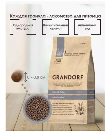 Grandorf food for sterilized cats with a rabbit 8 kg - Buy Online on GoSupps.com